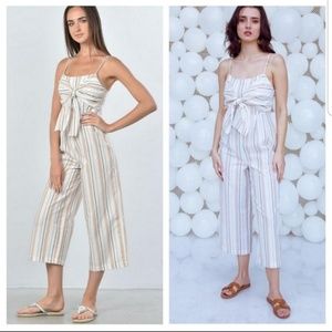 Striped ankle length knotted jumpsuit